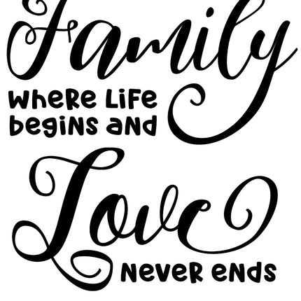 Family is Where Life Begins and Love Never Ends 100% Cotton Fabric Panel Block BB1729