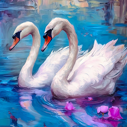 Two swans fabric panel