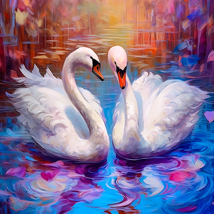 Two swans fabric panel