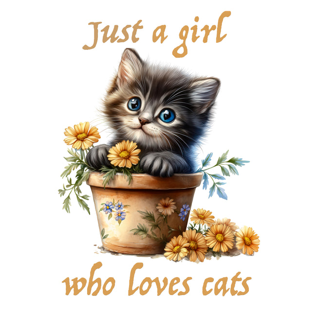 Just a Girl Who Loves Cats 100% Cotton Fabric Panel Block Quilt Square BB3004