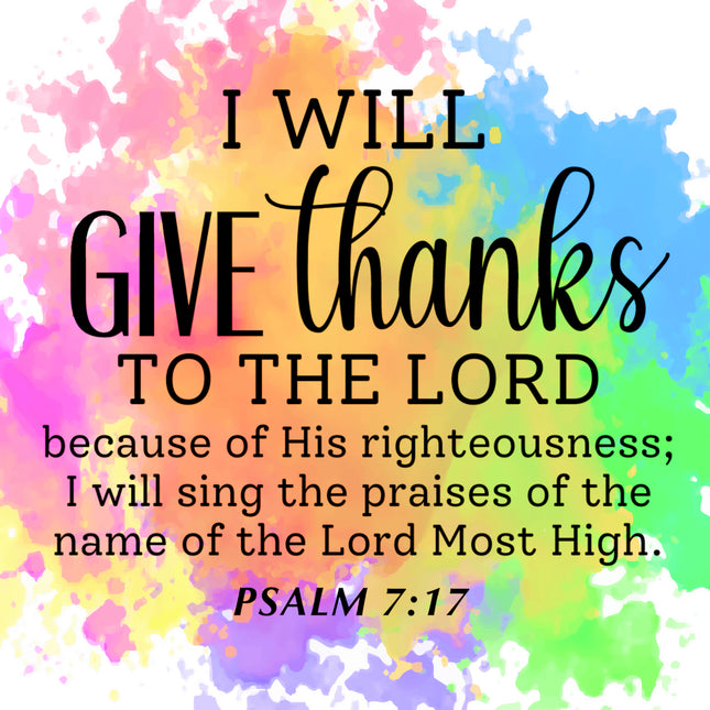 Psalm 7:17 Scripture 100% Cotton Fabric Panel Block BB3013