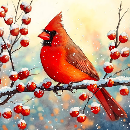 Red cardinal fabric panel