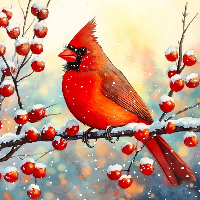 Red cardinal fabric panel