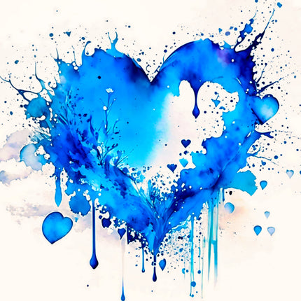 Blue heart-shaped splashes fabric panel