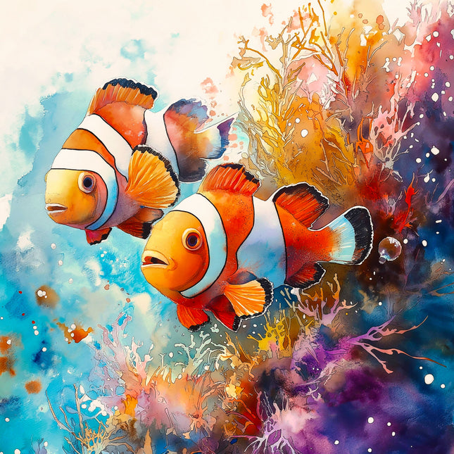 clownfish and coral quilt panel