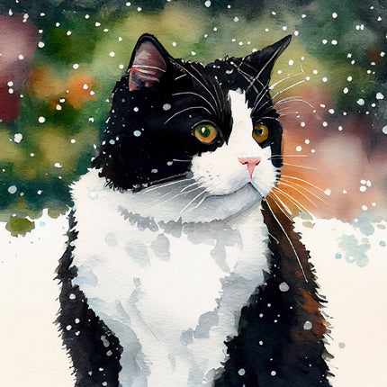 tuxedo cat cotton fabric panel