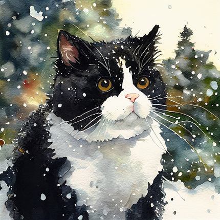 tuxedo cat cotton fabric panel