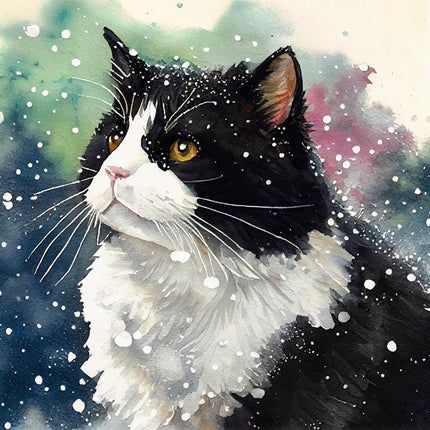 tuxedo cat cotton fabric panel