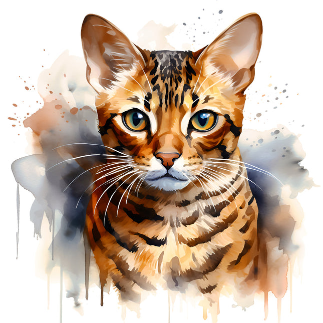 Bengal Cat 100% Cotton Fabric Panel Block BB4010
