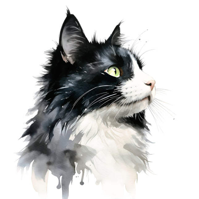 Black White Tuxedo Cat 100% Cotton Fabric Panel Block BB4013