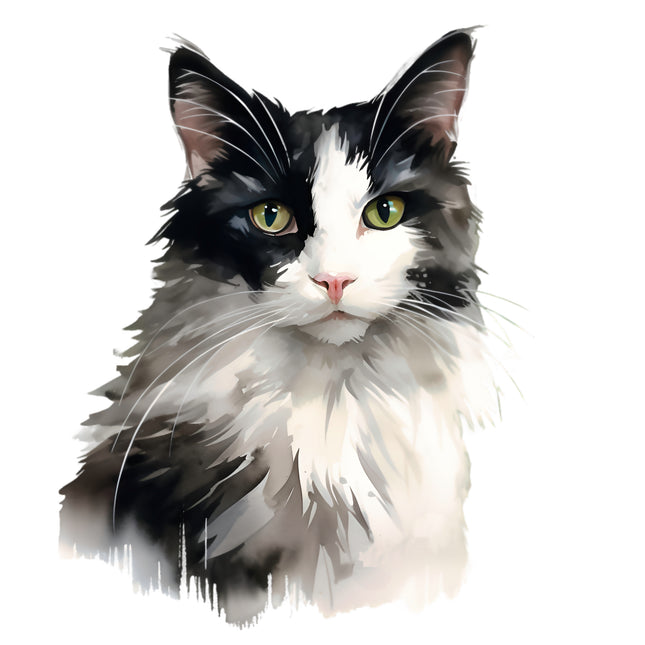 Black White Tuxedo Cat 100% Cotton Fabric Panel Block BB4015