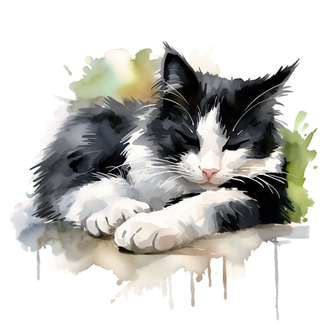 Black White Tuxedo Cat 100% Cotton Fabric Panel Block BB4019