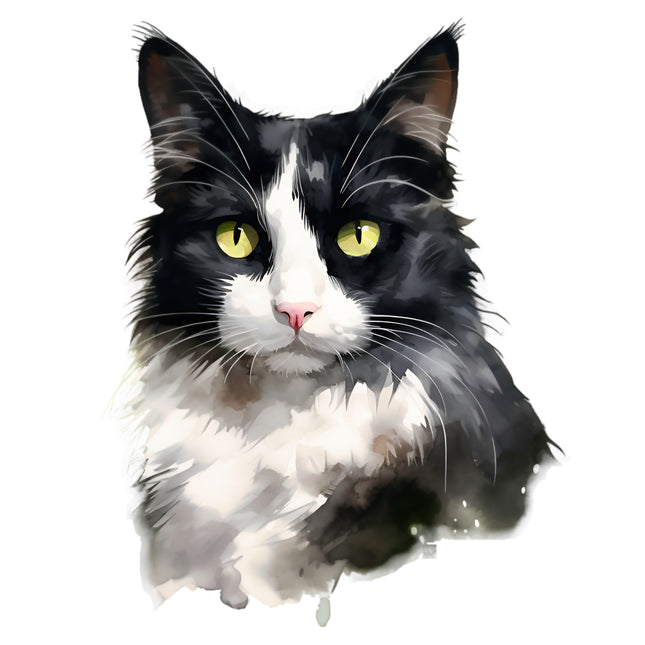 Black White Tuxedo Cat 100% Cotton Fabric Panel Block BB4021