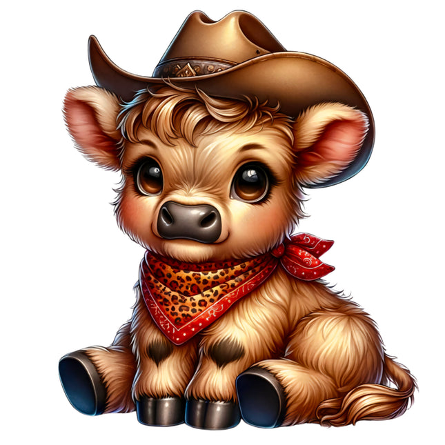 Western Country Highland Cow 100% Cotton Fabric Panel Block BB420