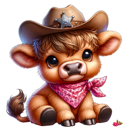 Western Country Highland Cow 100% Cotton Fabric Panel Block BB421