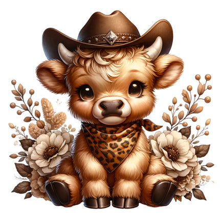 Western Country Highland Cow 100% Cotton Fabric Panel Block BB425