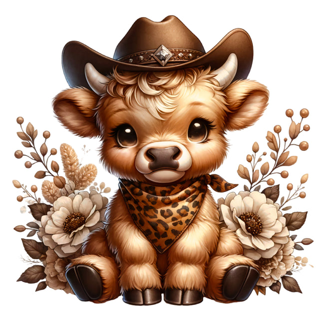 Western Country Highland Cow 100% Cotton Fabric Panel Block BB425