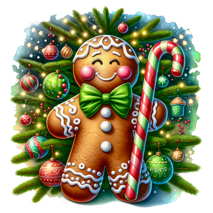 Gingerbread man with a candy cane fabric panel