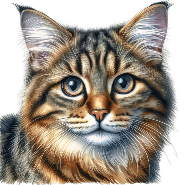 Close-up of a cat's face with detailed fur texture fabric panel