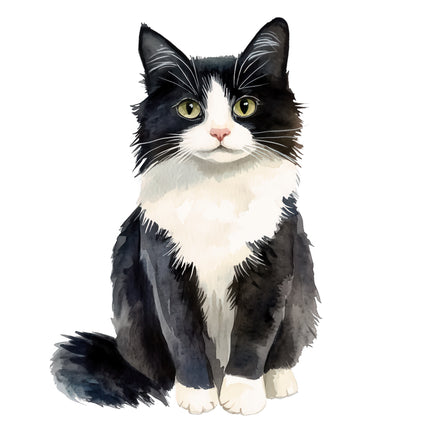 Black White Tuxedo Cat 100% Cotton Fabric Panel Block BB4900