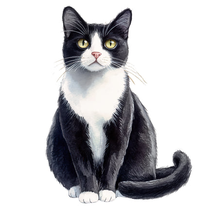 Black White Tuxedo Cat 100% Cotton Fabric Panel Block BB4901