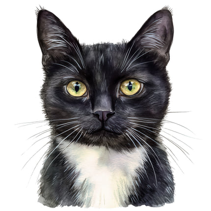 Black White Tuxedo Cat 100% Cotton Fabric Panel Block BB4903