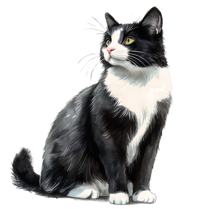 Black White Tuxedo Cat 100% Cotton Fabric Panel Block BB4904