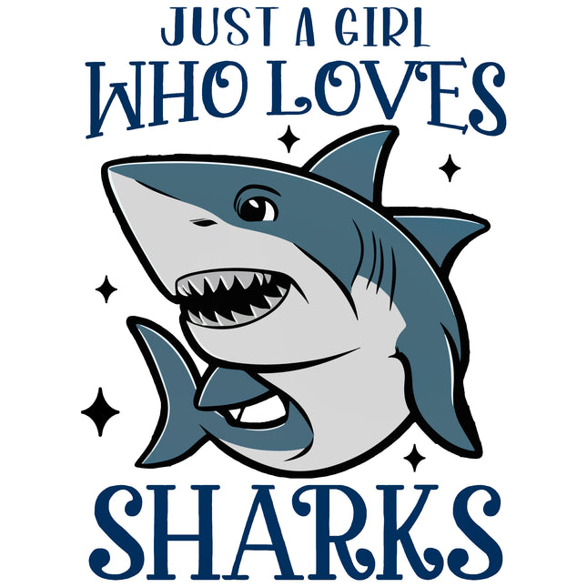 Just A Girl Who Loves Sharks 100% Cotton Fabric Panel Block BB601