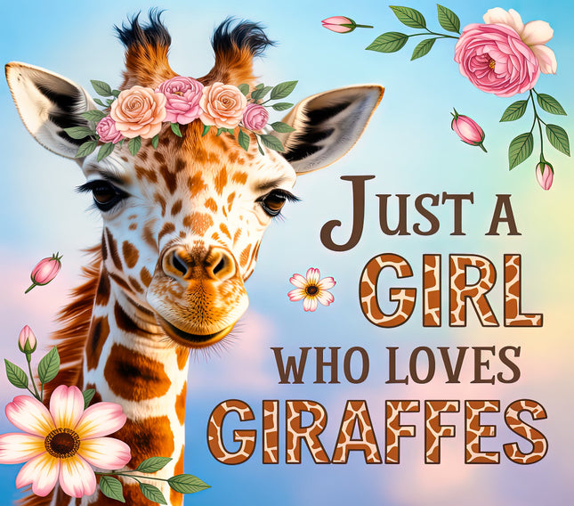 Just A Girl Who Loves Giraffes 100% Cotton Fabric Panel Block BB611