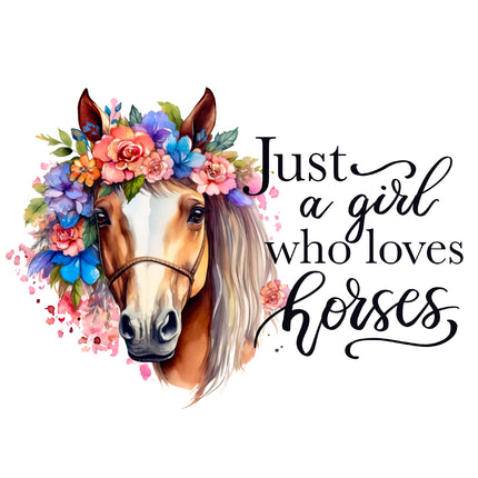 Just A Girl Who Loves Horses 100% Cotton Fabric Panel Block BB615
