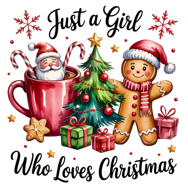 Just A Girl Who Loves Christmas 100% Cotton Fabric Panel Block BB618