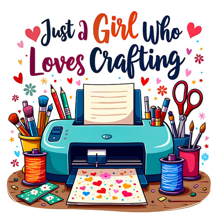 Just A Girl Who Loves Crafting 100% Cotton Fabric Panel Block BB623