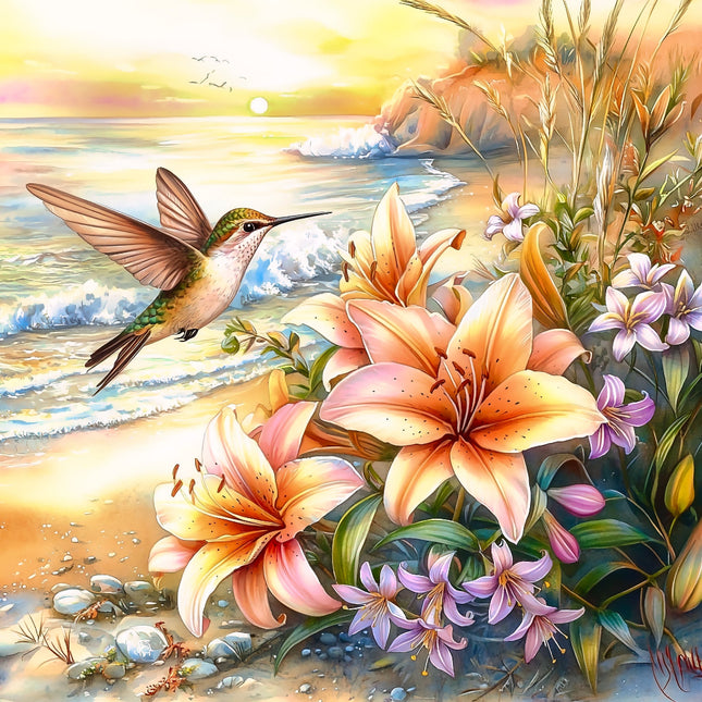 Hummingbird fabric panel