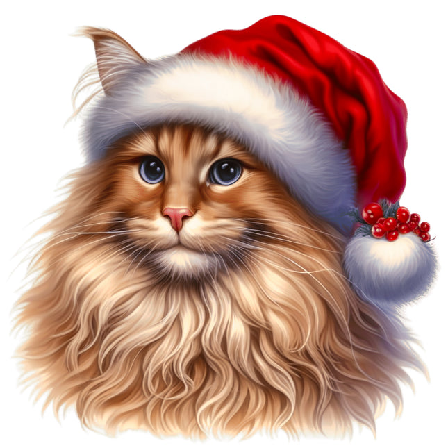 Christmas Cat 100% Cotton Fabric Panel Block BB75