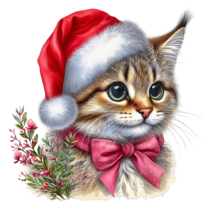 Christmas cat cotton quilt panel