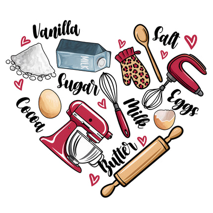 Baker Baking Heart 100% Cotton Fabric Panel Block BB779