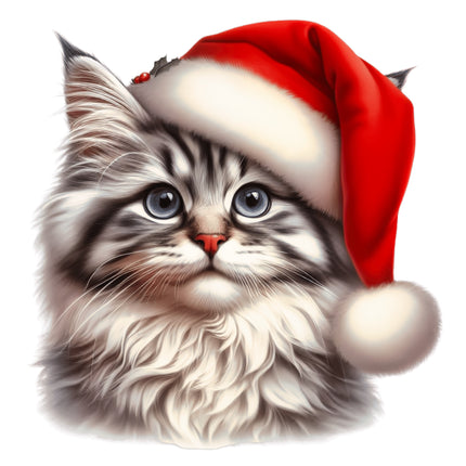 Christmas Cat 100% Cotton Fabric Panel Block BB78