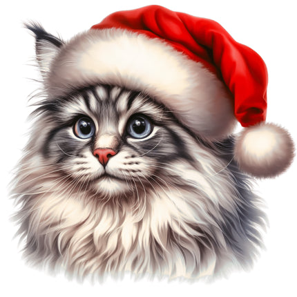 Christmas Cat 100% Cotton Fabric Panel Block BB79