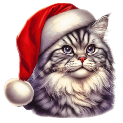 Christmas cat cotton quilt panel