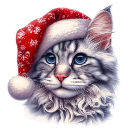 Christmas Cat 100% Cotton Fabric Panel Block BB85