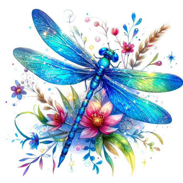 Colorful dragonfly fabric panel