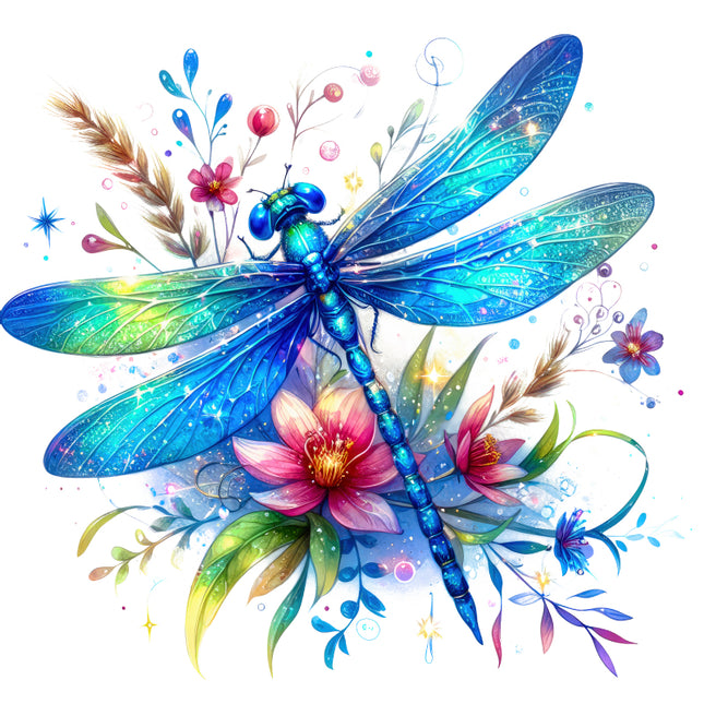 Colorful dragonfly fabric panel