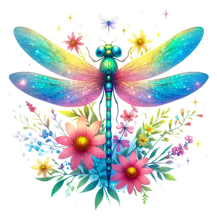 Colorful dragonfly fabric panel