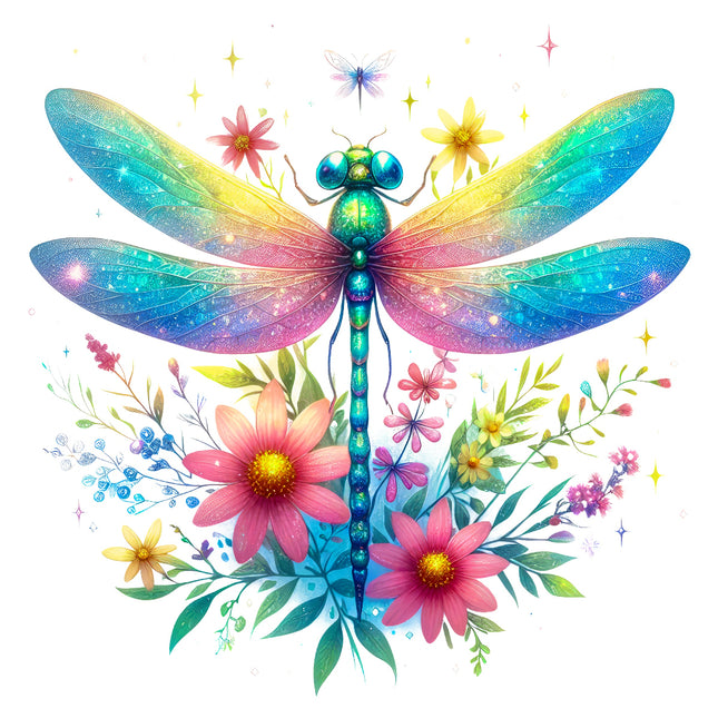 Colorful dragonfly fabric panel