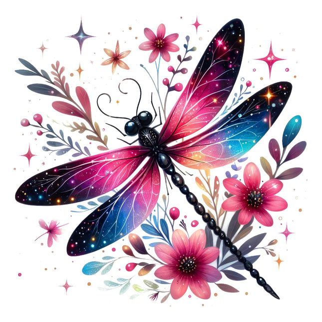 Colorful dragonfly fabric panel