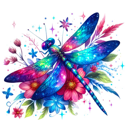 Colorful dragonfly fabric panel