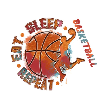 Eat sleep Basketball 100% Cotton Fabric Panel Block A396