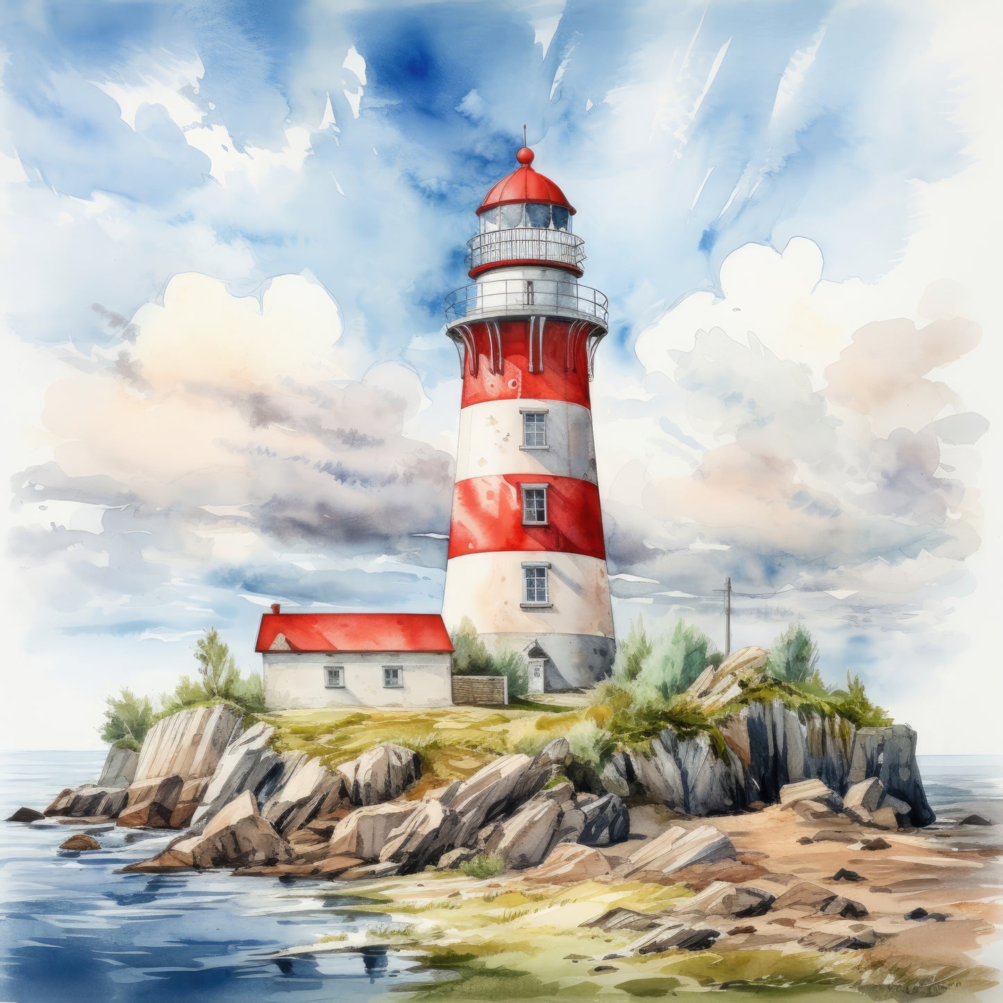 Lighthouse 100% Cotton Fabric Panel Block | Quilting Sewing Square C3998