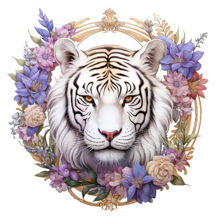 White tiger quilt panel