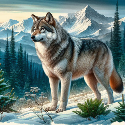 wolf and moon fabric panel